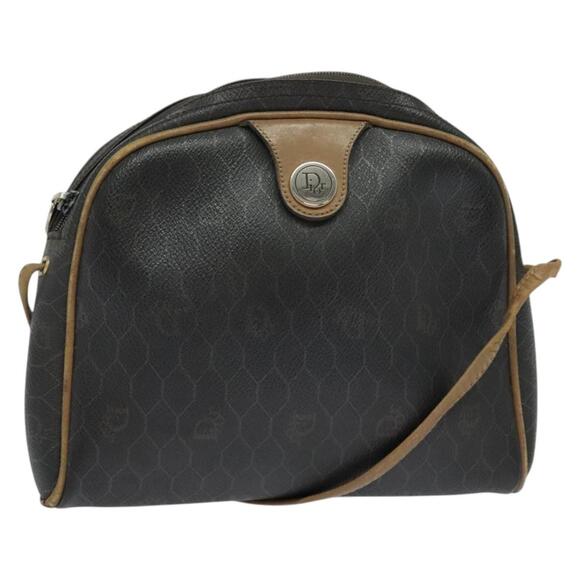 DIOR Honeycomb Canvas Shoulder Bag Pvc Leather Black - Picture 1 of 12